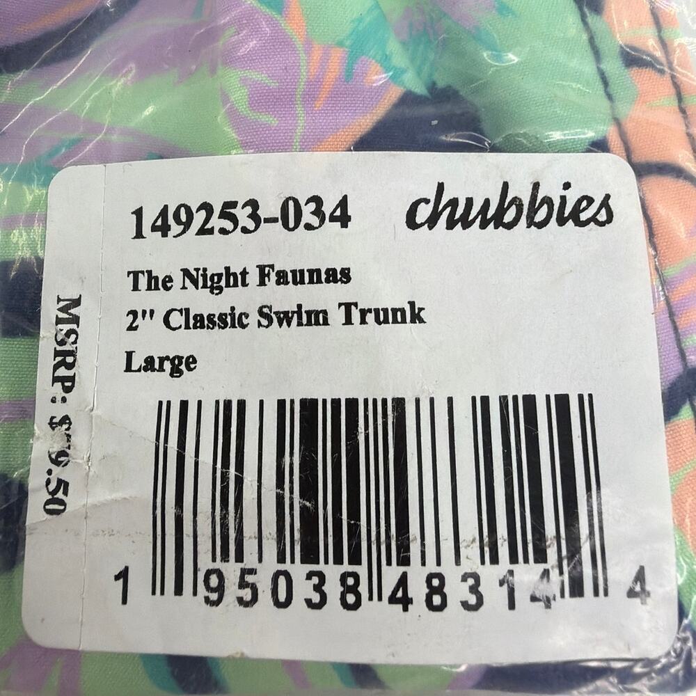 Chubbies Men's Navy Leaf The Night Faunas 2" Classic Swim Trunk Shorts Size L - Picture 4 of 11